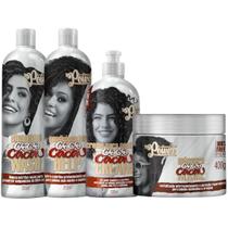 Kit Shampoo Condicionador Mascara E Creme De Pentear Soul Power Coco E Cacau Vegano Cabelo