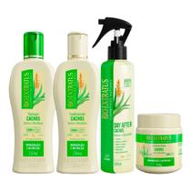 Kit Shampoo Condicionador Máscara e Leave In Cacheados Babosa e Macadâmia Cachos Bio Extratus