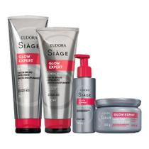 Kit Shampoo Condicionador Máscara e Leave In Nutrição Glow Expert Completo Anti Frizz Eudora Siàge