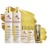 Kit Shampoo Condicionador Máscara E Óleo 12 Em 1 Ouro Gold 24k