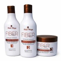Kit Shampoo Condicionador Máscara Hair Mega Fiber Force Nutrição Intensiva 3 Passos