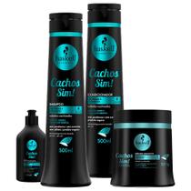 Kit Shampoo+ Condicionador+ Máscara+ Leave-in Haskell Cachos Sim 500ml/500g/300ml