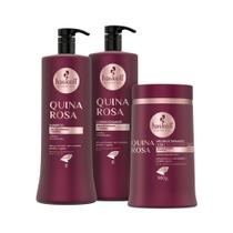 Kit Shampoo Condicionador Máscara Quina Rosa 1 litro Haskell