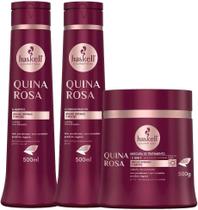 Kit Shampoo Condicionador Máscara Quina Rosa 500 ml Haskell