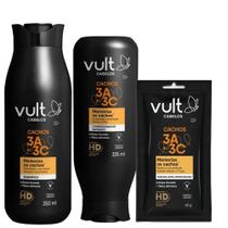 Kit Shampoo Condicionador Máscara Sachê Cabelos Cacheados 3A 3B 3C Hidratação Cachos Vult