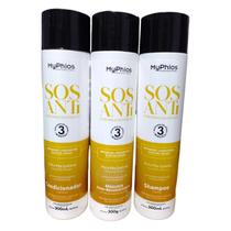 Kit Shampoo Condicionador Máscara Sos Rescostrução Myphios