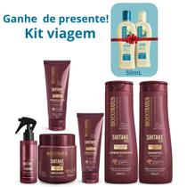 Kit Shampoo Condicionador Máscara Spray Finalizadores Bio Extratus Shitake