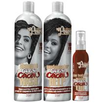 Kit Shampoo + Condicionador + Óleo Finalizador Soul Power Coco E Cacau Hidratação Capilar Vegano