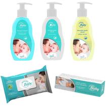 Kit Shampoo Condicionador Sabonete Liquido Com Pomada de Assadura e Lenço Umedecido Primeiro Baby