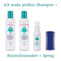Kit Shampoo Condicionador Spray Antipiolhos Arruda Citronela Lavanda