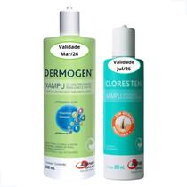 Kit Shampoo Dermogen 500ml Cloresten 200ml Agener Para Cães e Gatos