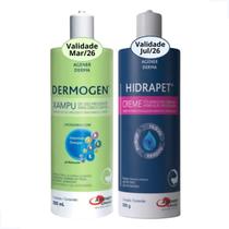 Kit Shampoo Dermogen 500ml e Hidrapet Creme 500g Pet Cães e Gatos