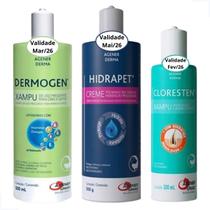 Kit Shampoo Dermogen Hidrapet Creme 500ml Cloresten 200ml