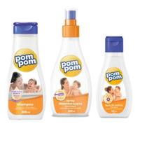 kit ,shampoo,desembaraçador spray,colonia 03 peças PomPom