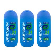 KIT Shampoo Dimension 2 em 1 Oleosos 200ml - 3 Unidades.