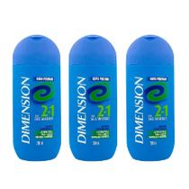 KIT Shampoo Dimension 2 em 1 Oleosos 200ml - 3 Unidades.