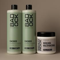 Kit Shampoo e Condicionador 1L Cachos Máscara Multifuncional 400g Bad Rock Hanova Kit Shampoo e Condicionador 1L Cachos Máscara Multifuncional 400g Bad Rock Hanova