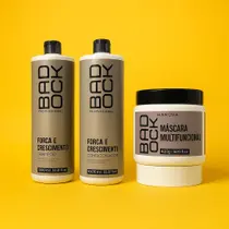 Kit Shampoo e Condicionador 1L Força e Crescimento Máscara Multifuncional 400g Bad Rock Hanova