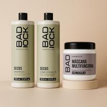 Kit Shampoo e Condicionador 1L Secos Máscara Multifuncional 400g Bad Rock Hanova