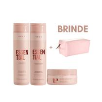 Kit Shampoo e Condicionador 250ml Essential e Máscara 200 + Brinde Kit Shampoo e Condicionador 250ml Essential e Máscara 200 + Brinde