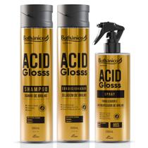 Kit Shampoo E Condicionador 300ml + Spray Finalizador 200ml Acid Gloss Bothanico Kit Shampoo E Condicionador 300ml + Spray Finalizador 200ml Acid Gloss Bothanico