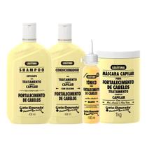 Kit Shampoo e Condicionador 430ml + Máscara Capilar 1kg + Tônico Capilar Tradicional Fortalecimento Gota Dourada