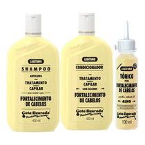 Kit Shampoo e Condicionador 430ml + Tônico Capilar 100ml Tradicional Fortalecimento Gota Dourada