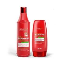 Kit Shampoo e Condicionador Banho de Verniz Morango Forever Liss Hidratação Maciez e Brilho