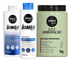 Kit Shampoo E Condicionador Bomba + Máscara Salon Line 1kg