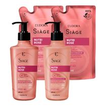 Kit Shampoo e Condicionador com Refil Nutri Rosé Nutrição Raiz e Pontas 400ml Eudora Siàge