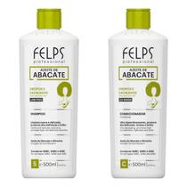 Kit Shampoo e Condicionador Felps Azeite de Abacate e Glicerina Para Cachos 2A a 4C Ultra Desembaraçante Definição e Brilho 500ml