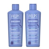 Kit Shampoo e Condicionador Felps Sou Loira Matizador Desamarelador Para Cabelos Loiros Grisalhos e Descoloridos 2x250ml