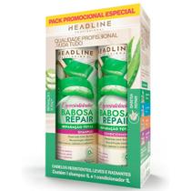 Kit Shampoo e Condicionador Headline Especialidades Babosa Repair Beauty Color Reparação Total 1L Kit Shampoo e Condicionador Headline Especialidades Babosa Repair Beauty Color Reparação Total 1L