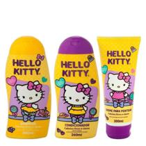 Kit Shampoo e Condicionador Hello Kitty Cabelos Lisos e Delicados + Creme para Pentear Cia da Natureza