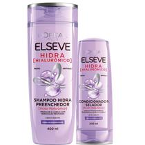 Kit Shampoo e Condicionador Hidra Hialurônico Preenchedor Elseve Loreal Paris 400+200ml Hidratação Profunda Leve e Solto