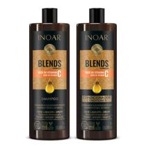 Kit Shampoo e Condicionador Inoar Blends Vitamina C Litro Coco Abacate Argan Óleos Botânicos e Veganos Cabelo Ressecado