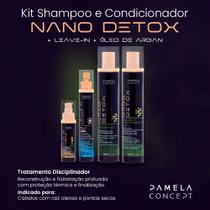 Kit Shampoo e Condicionador Pamela Concept Nano Detox + Leave-in + Óleo de Argan