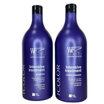 Kit Shampoo e Condicionador para Cabelos Coloridos Menor Desbotamento Cor Prolongada Proteção da Cor WF COLOR 2L