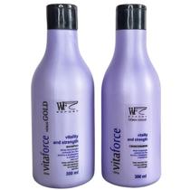 Kit Shampoo e Condicionador para Cabelos com Queda Fragilizado Quebradiço Danificado Pós Progressivas WF Vitaforce 600ml