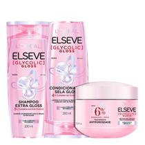 Kit Shampoo e Condionador 200ml + Mascara Glycolic Gloss Elseve Tratamento Kit Shampoo e Condionador 200ml + Mascara Glycolic Gloss Elseve Tratamento