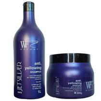 Kit Shampoo e Creme Máscara Matizadora para cabelos loiros, brancos, platinados e grisalhos WF 1,5L