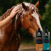 Kit Shampoo E Leave In Prizer Horse 1 Litro Uso Veterinario Para Equinos Brilho E Hidratação