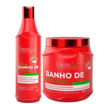 Kit Shampoo e Máscara Banho de Verniz Morango Forever Liss Kit Shampoo e Máscara Banho de Verniz Morango Forever Liss