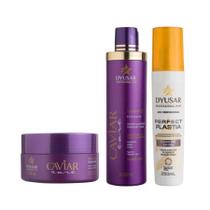 Kit Shampoo E Máscara Caviar 300Ml + Fluído Pré Escova 250Ml