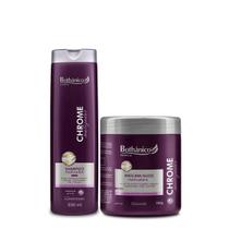 Kit Shampoo e Máscara Chrome Matizadora 500gr para Cabelos Loiros, Brancos Bothânico Hair Cosméticos