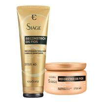 Kit Shampoo e Máscara Reconstrução Reparação Reconstrói Os Fios Restauração Eudora Siàge Kit Shampoo e Máscara Reconstrução Reparação Reconstrói Os Fios Restauração Eudora Siàge