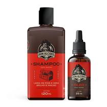 Kit shampoo e óleo para barba don alcides barba negra