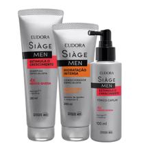 Kit Shampoo e Tônico Antiqueda com Condicionador Hidratação Masculino Crescimento Eudora Siàge Men