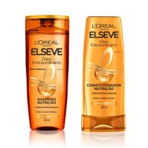 Kit Shampoo Elseve Óleo Extraordinário Nutrição 400ml e Condicionador Elseve Óleo Extraordinário Nutrição 400ml