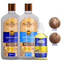 Kit Shampoo Engrossador 415ml + Condicionador Engrossador 415ml + Spray Engrossador Antiqueda Tio Nacho